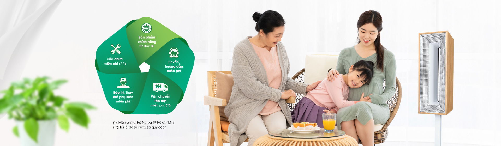 Dịch vụ cho thuê máy lọc không khí trọn gói dành cho gia đình